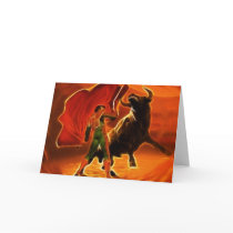 Bull Fighter And El Toro Greeting Card