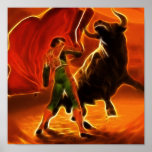 Bull Fighter And El Toro Poster