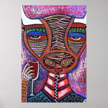 Bull Goddess Drinking Wine Poster