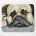 "Bull Mastiff and Baby Bird" Mouse Pad mousepads by CharlottesWebArt "Bull Mastiff and Baby Bird" Mouse Pad mousepads