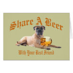Bull Mastiff Shares A Beer Greeting Cards