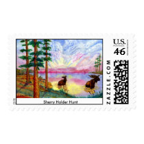 Bull Moose Painting stamp by SherryHolderHunt Bull Moose Painting stamp