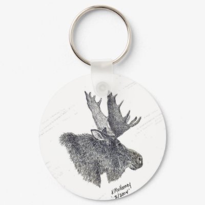 Bull Moose portrait keychain by kmullarney