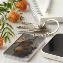 Bull Moose Rectangle Acrylic Keychains
