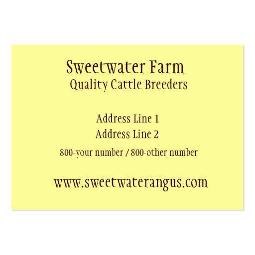 Bull or Cattle Farm Chubby Business Card (back side)