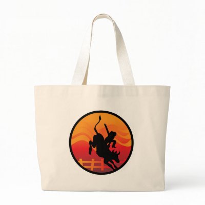 Bull Rider Canvas Bags by mariabellimages