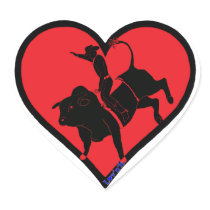 bull riding heart stickers