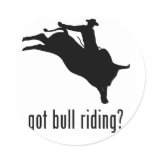 Bull Riding Round Stickers