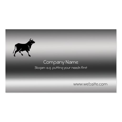 Bull Silhouette Metallic-look Business Card Template (front side)