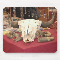 Bull Skull with Horns mousepads by wolfmountainstudio Bull Skull with Horns mousepads