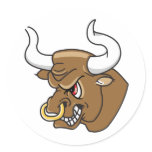 Bull Round Stickers