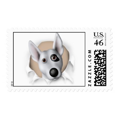 Bull Terrier (American) Busting Out - Customized Stamps by cartoondogs