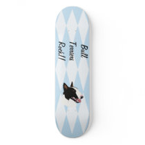 Bull Terrier ~ Blue w/ White Diamonds Design Skate Decks