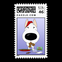 Bull Terrier Christmas stamps
