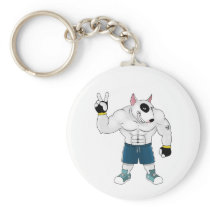 bull terrier dog  fight keychain