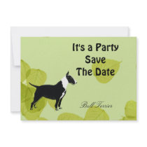 Bull Terrier ~ Green Leaves Design Personalized Invitations