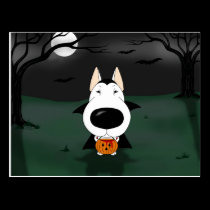 Bull Terrier Halloween Vampire postcards