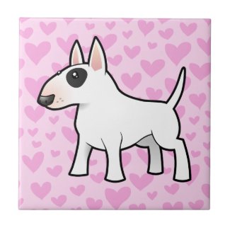 Bull Terrier Love Tile Cartoon Bull Terrier Love Hearts Decorative Tile