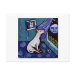Bull Terrier mesmorized by big smiing moon Postcard