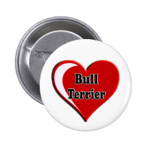 Bull Terrier on Heart for dog lovers Pinback Buttons