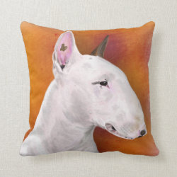 Bull Terrier Pillow on Orange Background Pillow