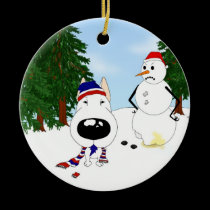 Bull Terrier Winter Scene ornaments