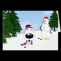 Bull Terrier Winter Scene cards