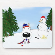 Bull Terrier Winter Scene mousepads