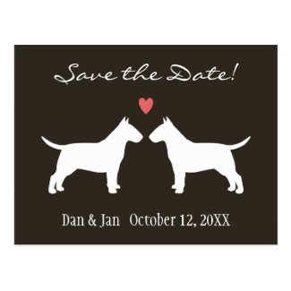 Bull Terriers Wedding Save the Date Postcard