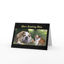 Bulldog Adult and Puppy Greeting Card