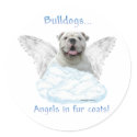 Bulldog Angel in fur coat sticker by GreyWolfCreation Bulldog Angel in fur coat sticker