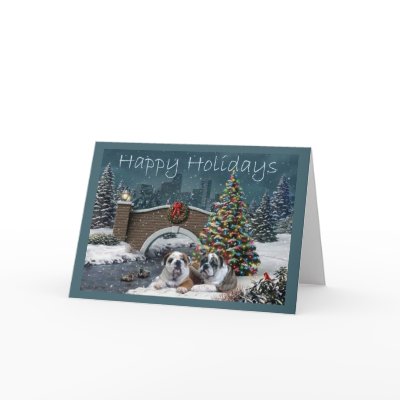 Bulldog Christmas Evening Greeting Card