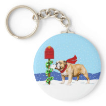 Bulldog Christmas Holiday Mail Keychains