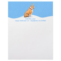 Bulldog Christmas Reindeer Red & White Personalized Letterhead