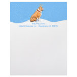 Bulldog Christmas Reindeer Red &amp; White Personalized Letterhead