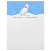 Bulldog Christmas Reindeer White Personalized Letterhead