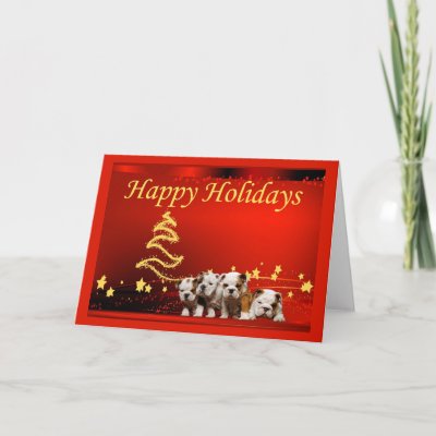 Bulldog Christmas Stars Greeting Card