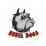 Bulldog Devil Dogs Round Stickers