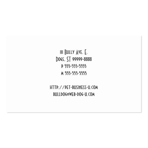 Bulldog Dog Business Business Cards (back side)