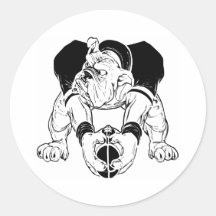 Bulldog Football Round Sticker