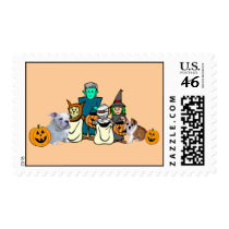 Bulldog Halloween Postage Stamp