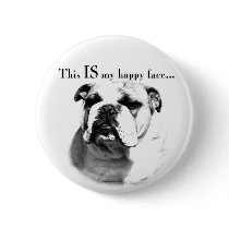 Bulldog Happy Face Buttons