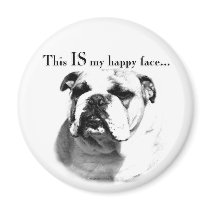Bulldog Happy Face Fridge Magnets