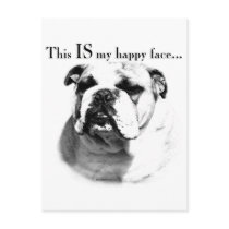 Bulldog Happy Face Post Cards