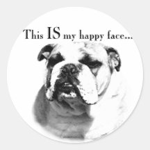 Bulldog Happy Face Sticker
