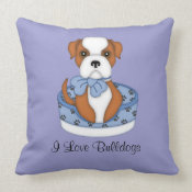 Bulldog in Bed (Boy) throwpillow