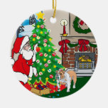 Bulldog Merry Christmas Ornament