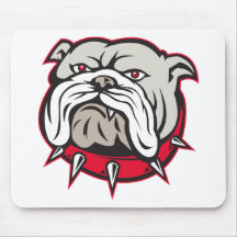 bulldog mongrel dog mascot head facing front mouse pads