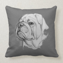Bulldog on Gray Pillow