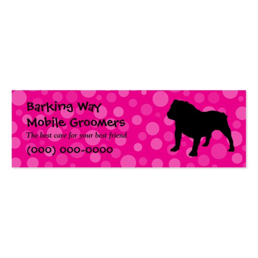 Bulldog Pet Care Pink Business Card Templates (front side)